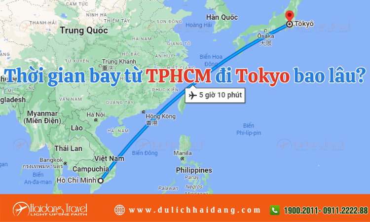 Thời gian bay từ TPHCM đến Tokyo